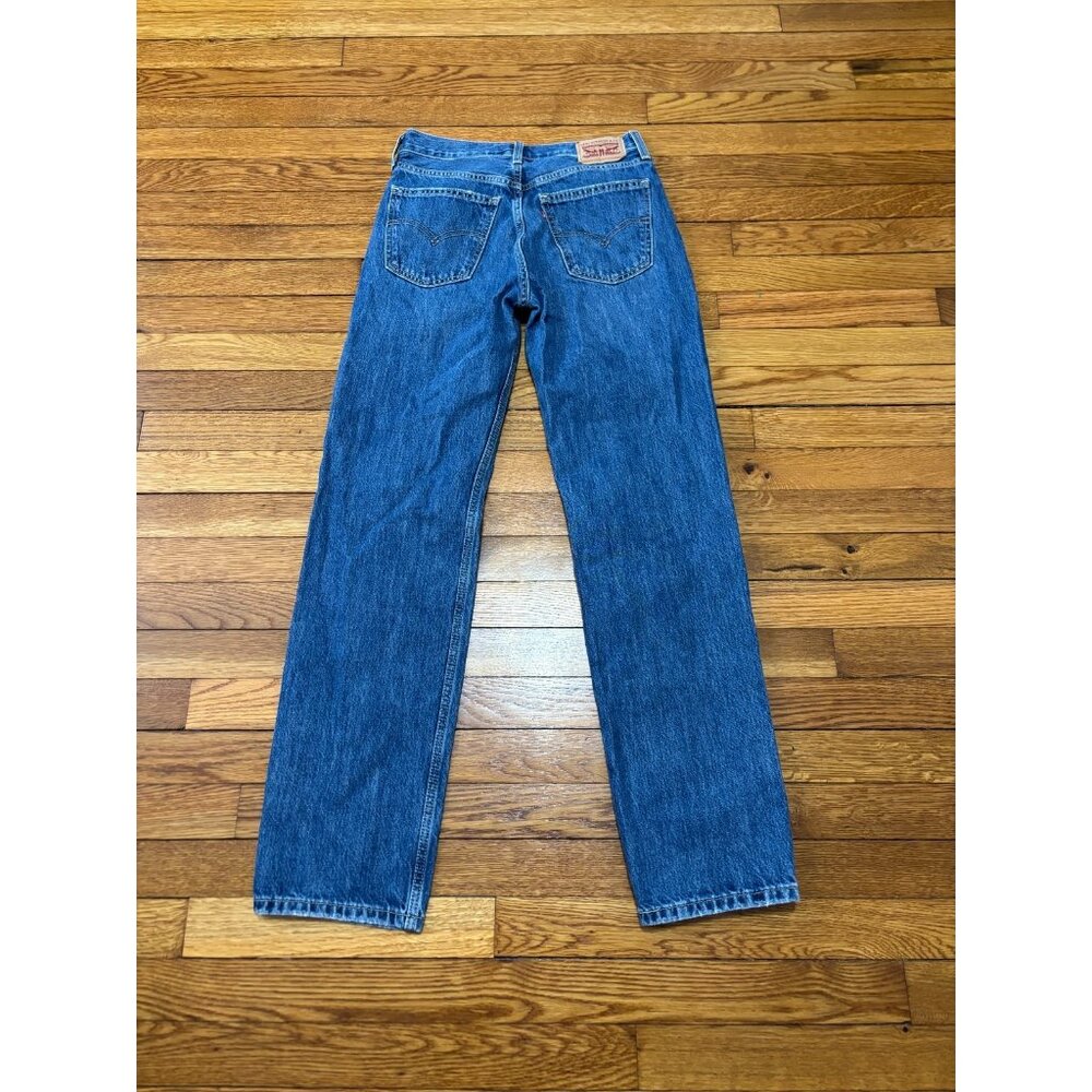 Levi's Womens Low Pro Straight Jeans Size 25 Blue Distressed Dark Wash Denim - Picture 7 of 7